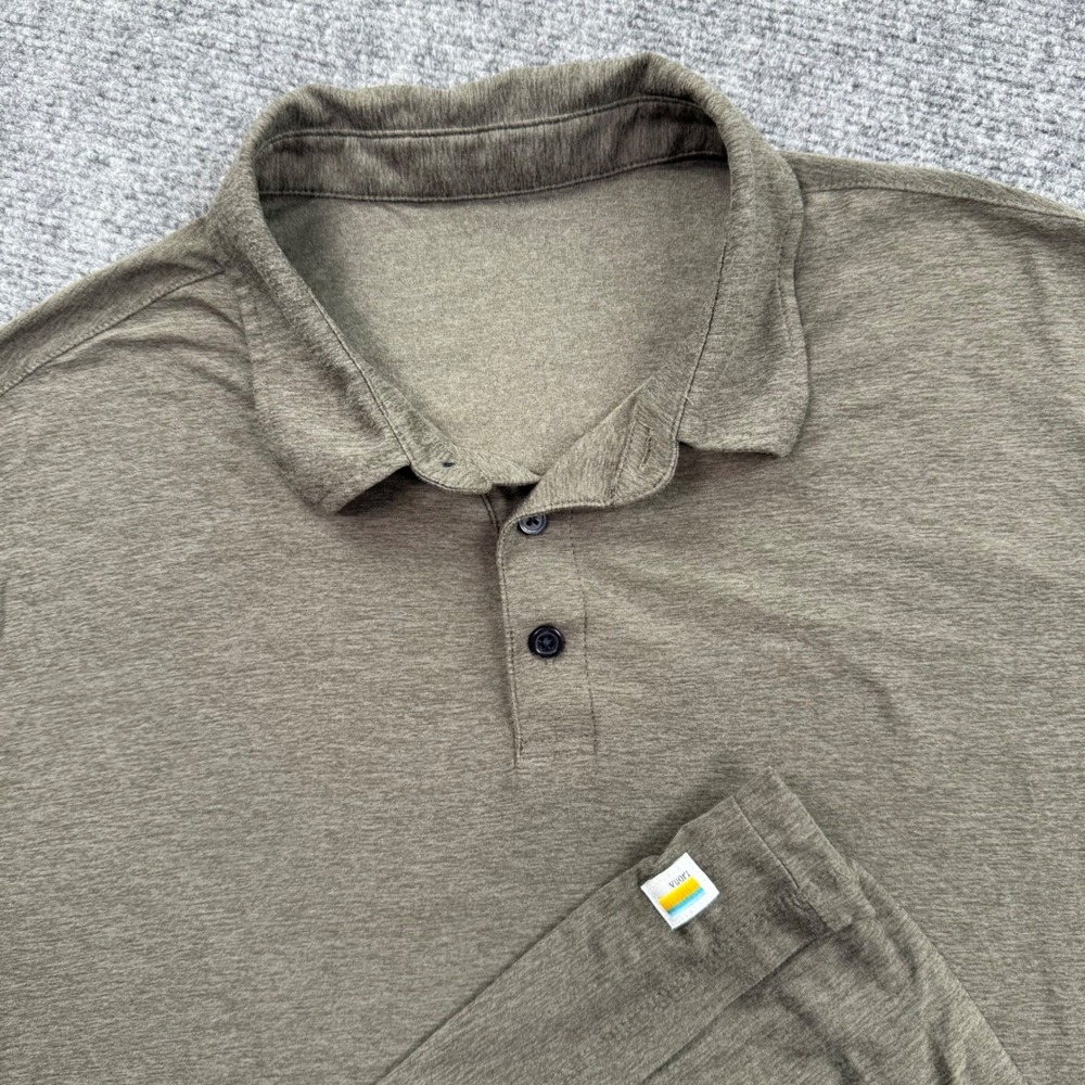 Vuori Polo Shirt Medium Short Sleeve  Khaki Green Performance Casual  V188 Men's